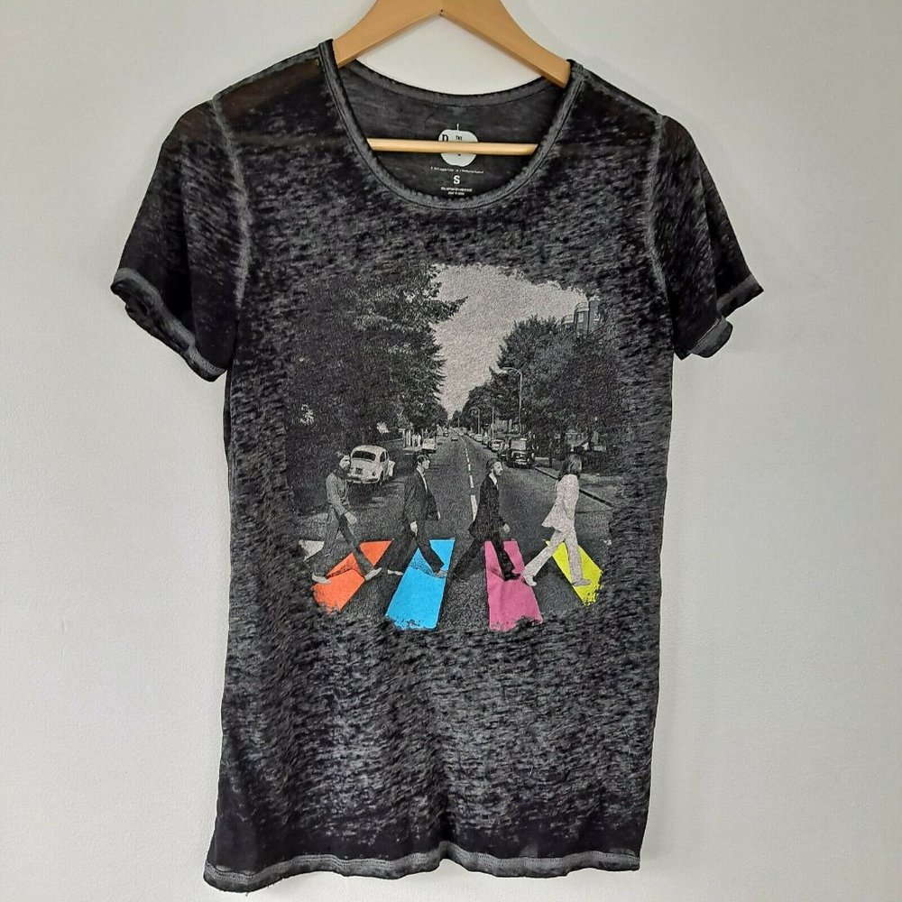 The Beatles Sheer T-shirt Black Distressed Women's Small